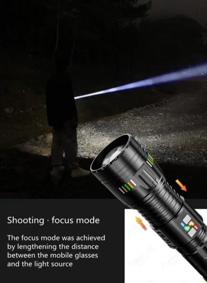 2 in 1 LED Flashlight with Power Bank Luminous Strip 2400mAh 4 Battery 3000M Plus Range Outdoor Flash Light Torch - Image 2