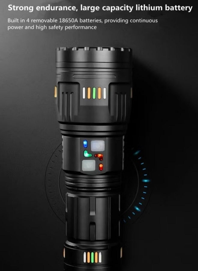 2 in 1 LED Flashlight with Power Bank Luminous Strip 2400mAh 4 Battery 3000M Plus Range Outdoor Flash Light Torch - Image 4