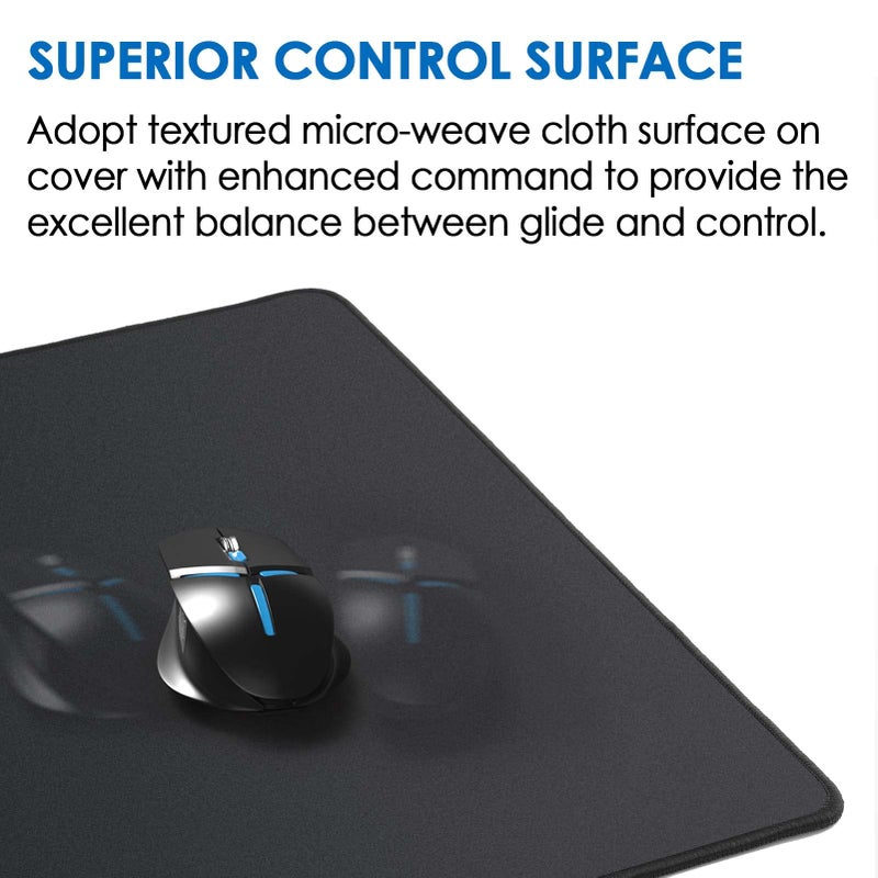 KTRIO Large Gaming Mouse Pad with Superior Micro-Weave Cloth, Extended Desk Mousepad with Stitched Edges, Non-Slip Base, Water Resist Keyboard Pad for Gamer, Office & Home, 31.5 x 11.8 in, Black - Image 2
