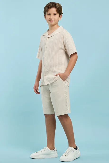 أر أند بي Solid Shorts with Button Closure