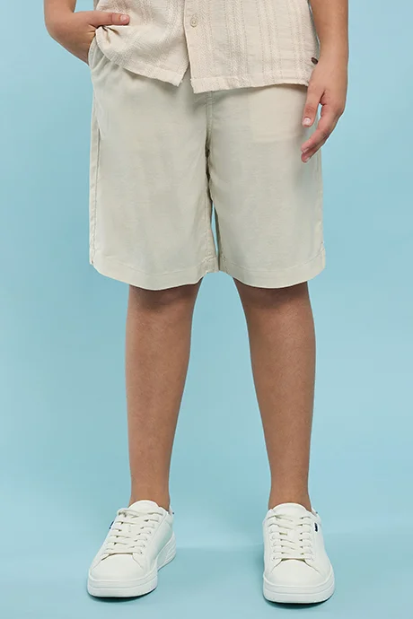 أر أند بي Solid Shorts with Button Closure