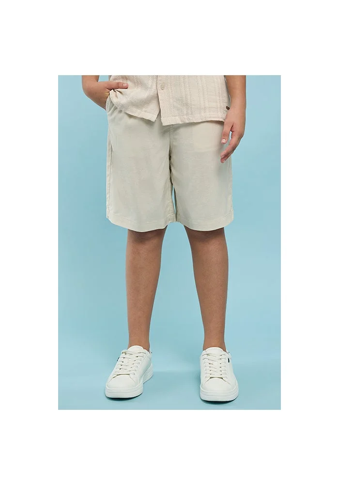 أر أند بي Solid Shorts with Button Closure