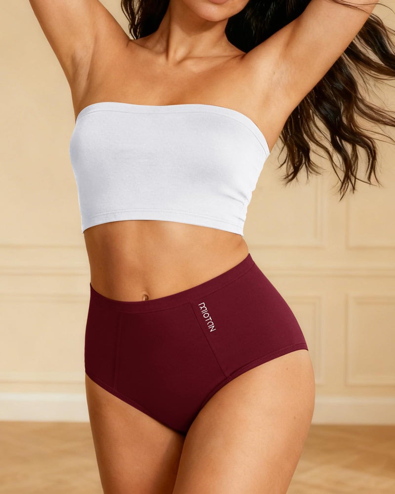 MIOTAN Womens Underwear Cotton High Waisted Ladies Panties Full Coverage Postpartum Briefs Comfortable Breathable Post partum 5 Pack Brown Multicolor L - Image 2