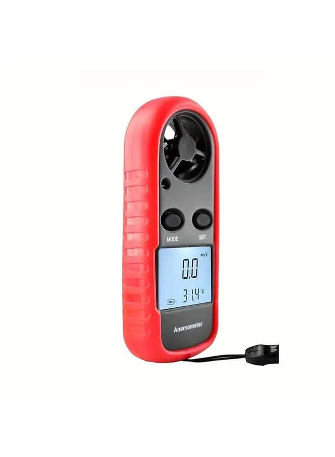 Red Mini Digital Anemometer With Lcd Backlight Wind Speed And Temperature Tester - Image 4