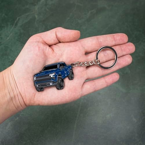 FOUR WHEEL BEAST Chevy Keychain Compatible with Chevy Silverado 1500 Accessories - Toy Truck Gifts Men Key Fob (Northsky Blue) - Image 2