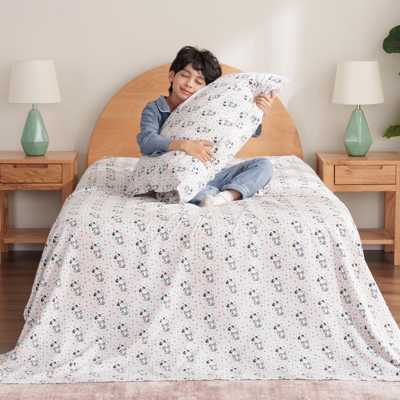 Berkshire Blanket Berkshire Blanket Peanuts Kids Sheet Set  Full Size - 4 Pieces  Peanuts Mini Snoopy Spring Floral Happy Dance Soft Grey  Cute Character Snoopy Printed Soft Microfiber Bed Sheets  - Image 2