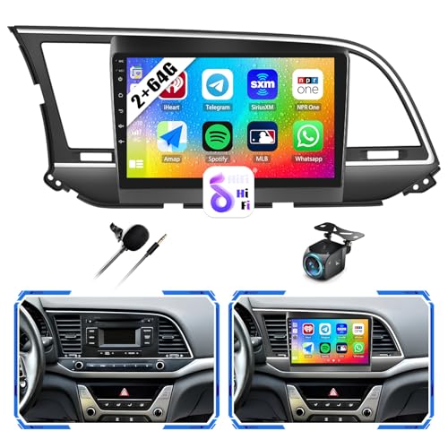 AMprime [2+64G] Android 13 Car Stereo for Hyundai Elantra 2016-2018 with Wireless Carplay&Android Auto,9 Inch Touch Screen Car Radio with GPS WiFi Bluetooth FM/RDS Radio SWC AUX-in+AHD Backup Camera - Image 1