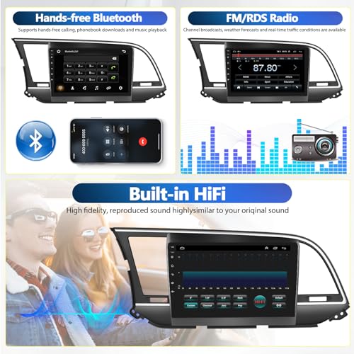 AMprime [2+64G] Android 13 Car Stereo for Hyundai Elantra 2016-2018 with Wireless Carplay&Android Auto,9 Inch Touch Screen Car Radio with GPS WiFi Bluetooth FM/RDS Radio SWC AUX-in+AHD Backup Camera - Image 4
