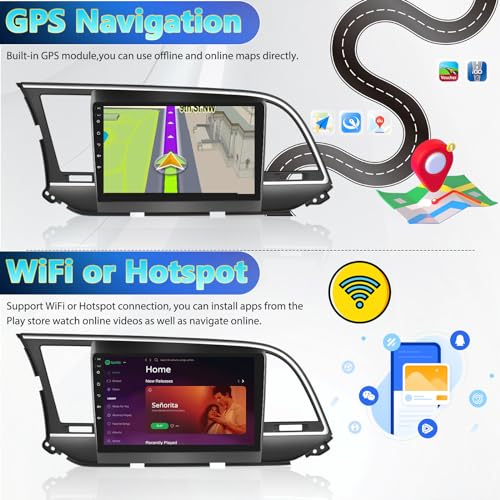 AMprime [2+64G] Android 13 Car Stereo for Hyundai Elantra 2016-2018 with Wireless Carplay&Android Auto,9 Inch Touch Screen Car Radio with GPS WiFi Bluetooth FM/RDS Radio SWC AUX-in+AHD Backup Camera - Image 5