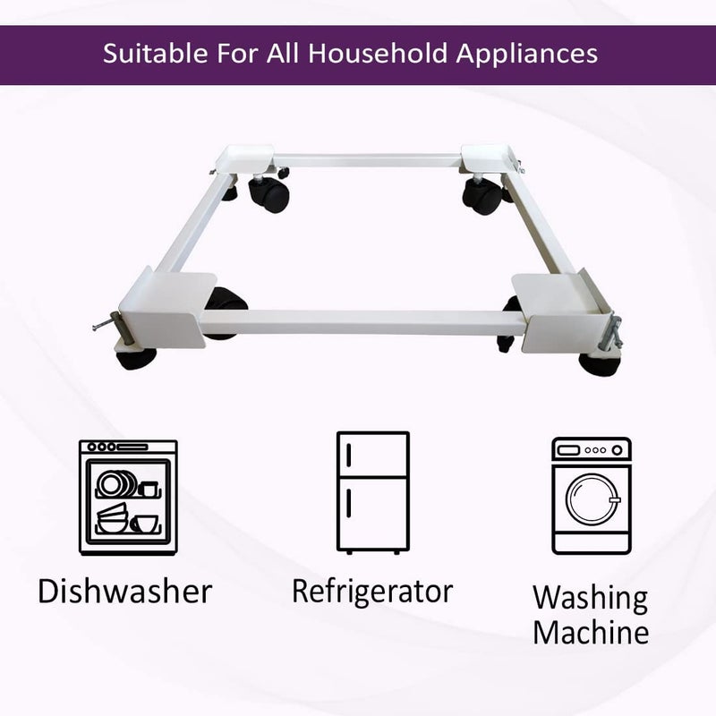 GOLAJI GOLAJI Heavy Duty Front Top Load Washing Machine StandTrolley with Wheels Fridge Stand Cooler Stand Dishwasher Stand Capacity Upto 160 Kgs White  - Image 2