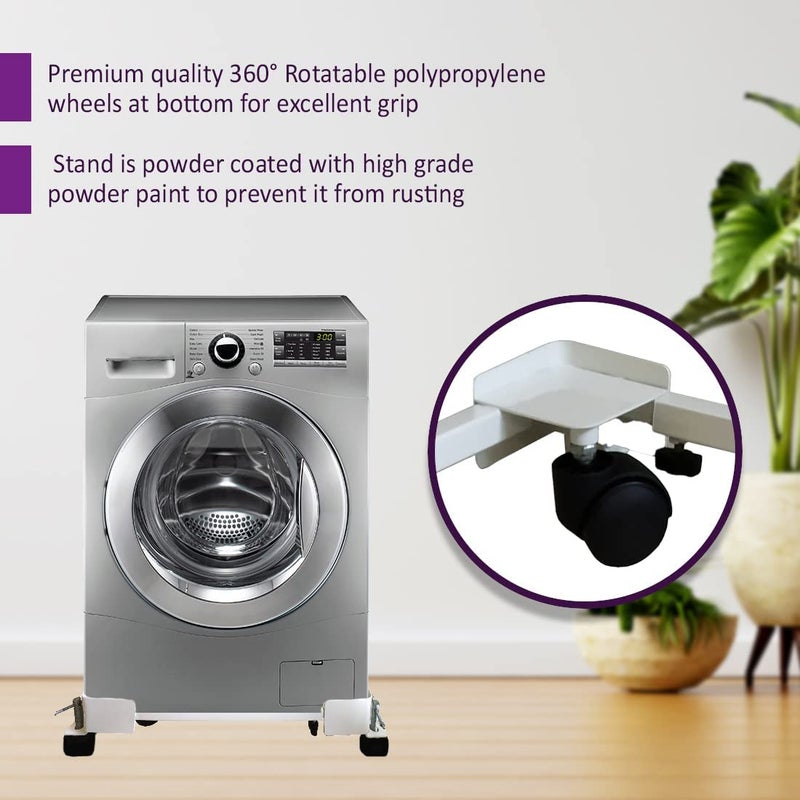 GOLAJI GOLAJI Heavy Duty Front Top Load Washing Machine StandTrolley with Wheels Fridge Stand Cooler Stand Dishwasher Stand Capacity Upto 160 Kgs White  - Image 3