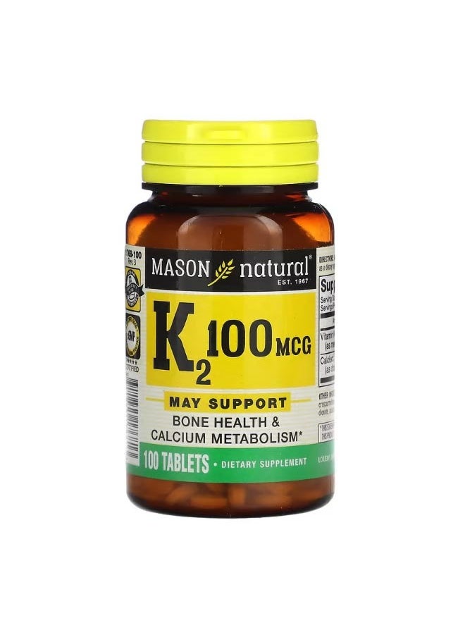 Mason Natural Vitamin K2 100 mcg 100 Tablets  - Image 1
