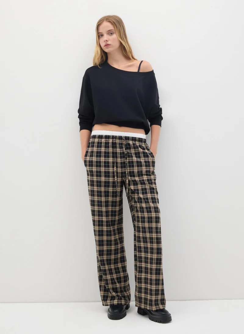 Ovs MULTICOLOUR CHECKED WIDE-LEG TROUSERS