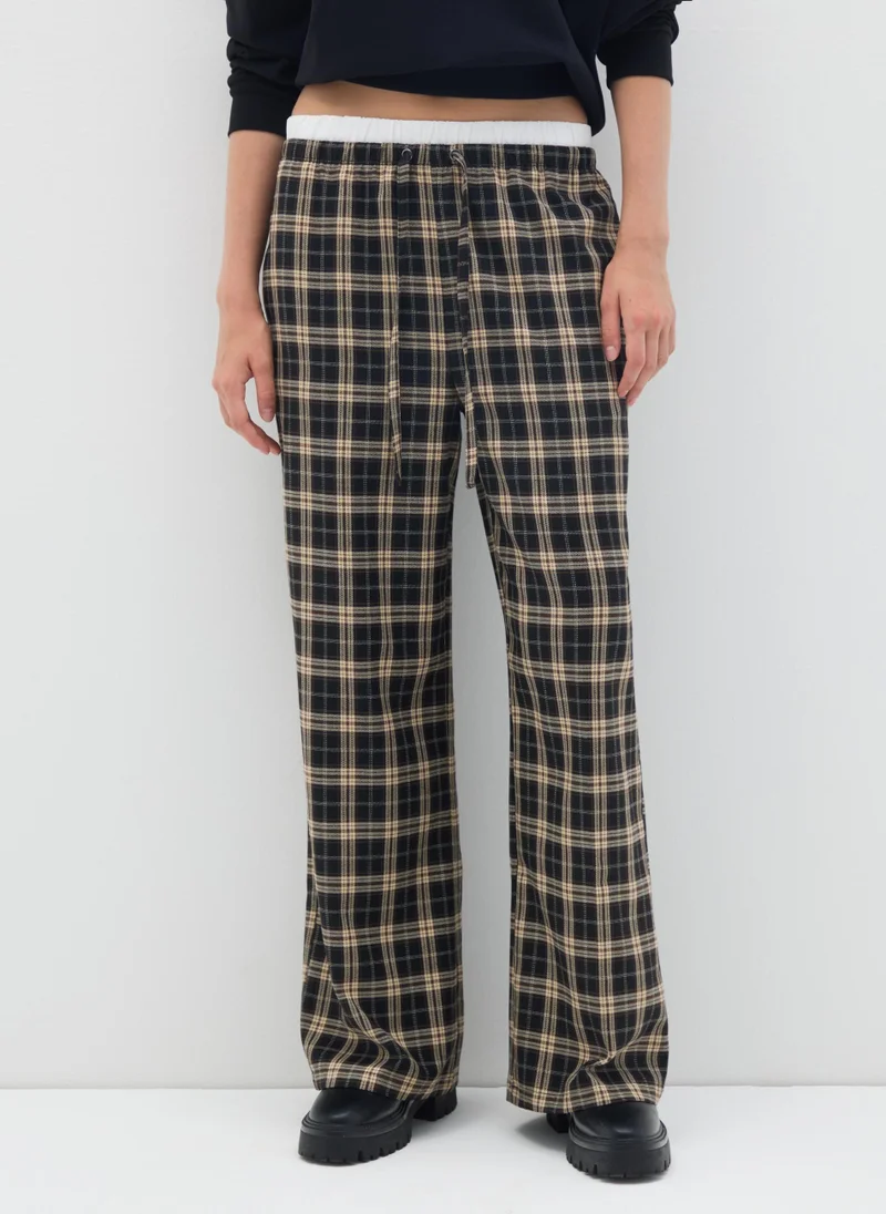Ovs MULTICOLOUR CHECKED WIDE-LEG TROUSERS