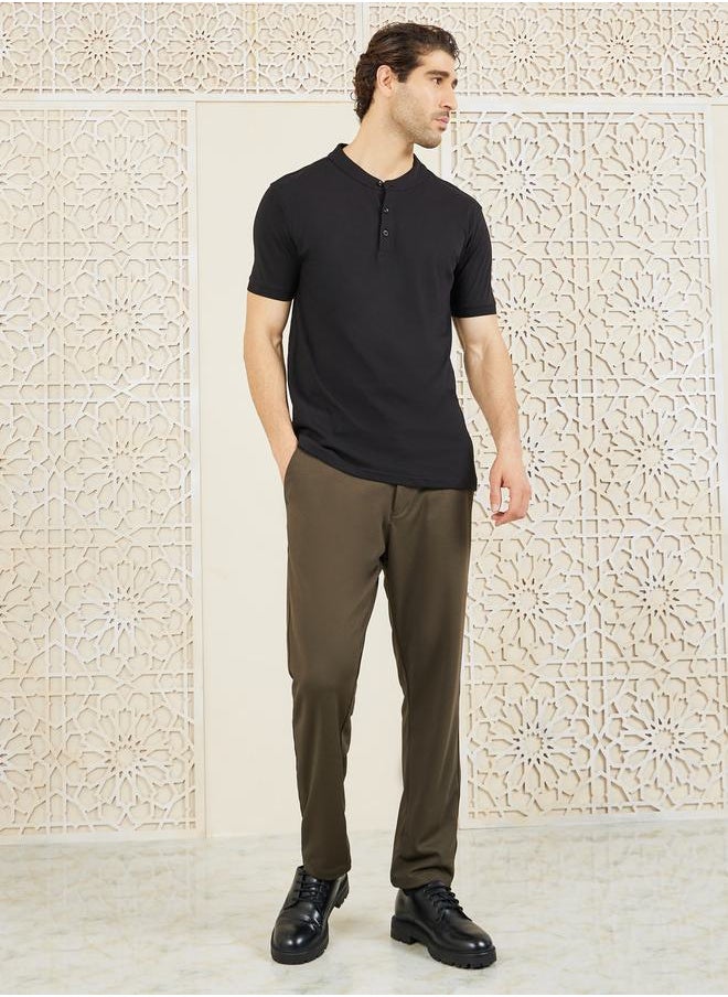 Styli - Solid Slim Fit Knitted Trouser - Image 1