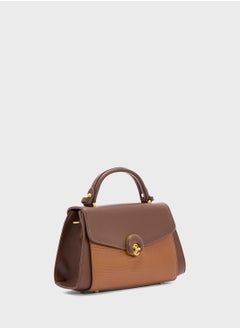ELLA Snake Print Panel Satchel Bag  - Image 3