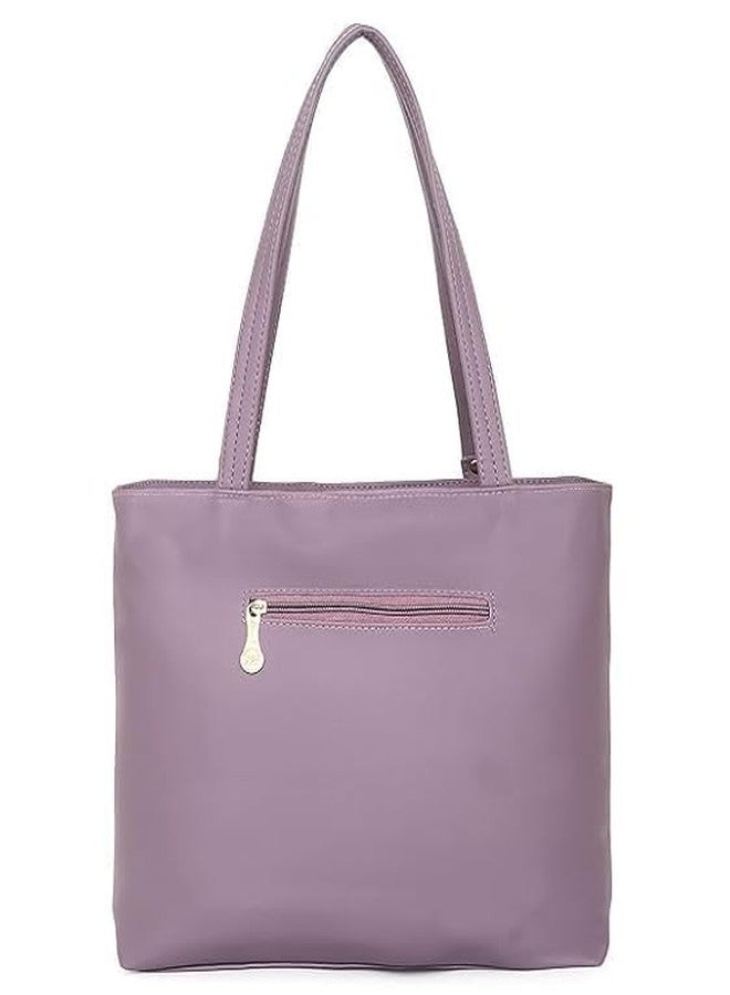 Purse Pulse Women's Medium Tote Bag | Shoulder Bag Hand Held Bag With Long Strap Ladies Purse Zip Pocket Canvas Handbag (Purple) - Image 3