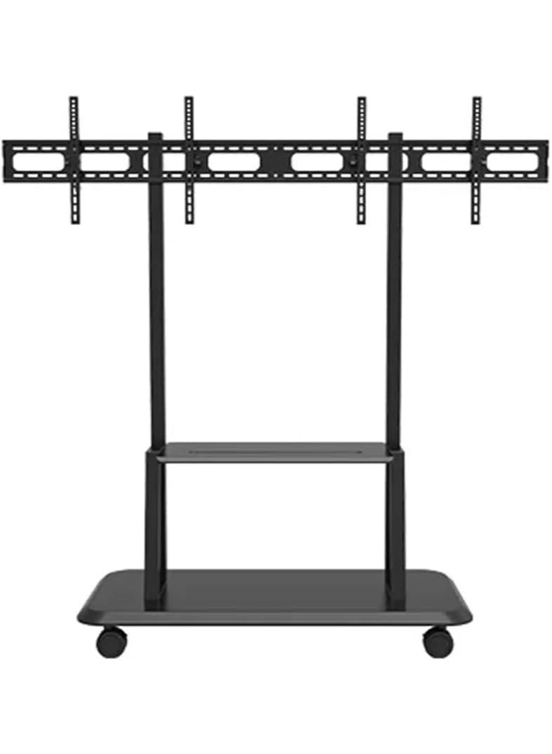 سكيل تك حامل حائط فيديو أرضي SH 02VFS جنبًا إلى جنب لشاشات LED/LCD مقاس 32-55 بوصة، VESA 600x400، أقصى حمولة 80 كجم لكل شاشة - حامل عرض شديد التحمل أسود - Image 1