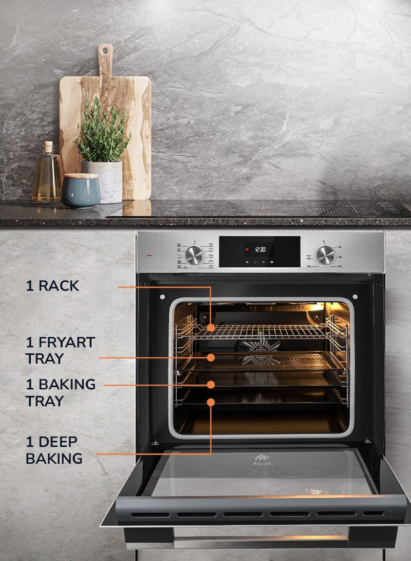 MILLEN Built In Electric Oven, 10 Cooking Modes, 73L - 3 Years Warranty, SCHOTT Inner Glass, MEO 6004 IX Stainless steel - Image 3