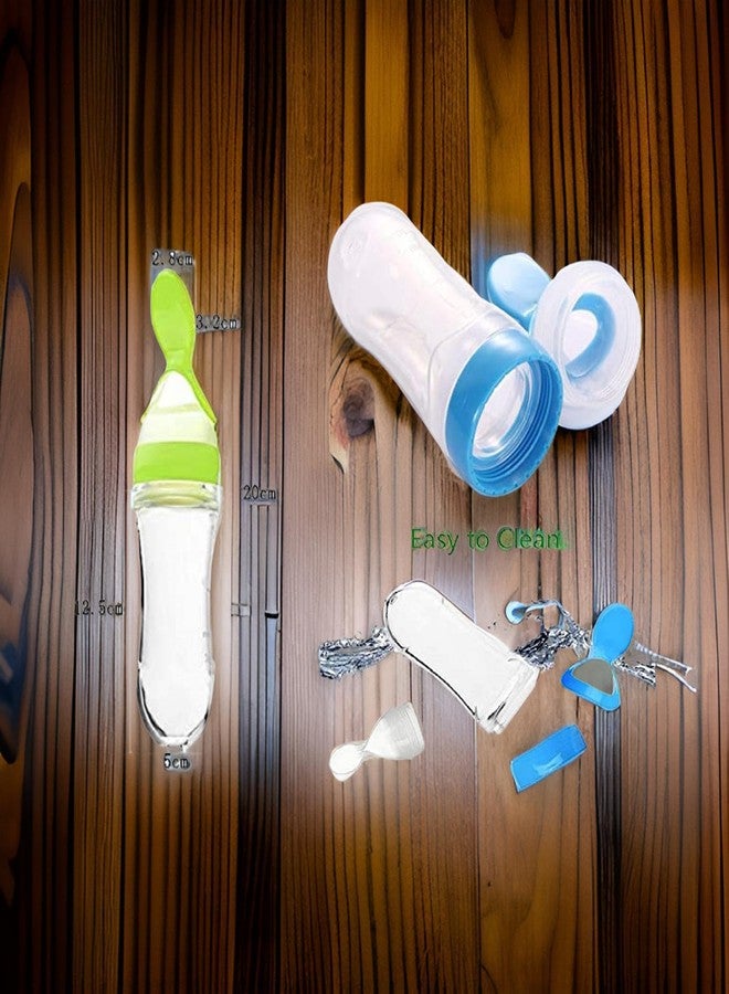 Wavva® 90ML Newborn Baby Feeding Bottle Toddler Safe Silicone Squeeze Feeding Spoon Milk Cereal Bottle Baby Training Feeder/Fruit Feeder (Multicolored/90 ml) - Image 4