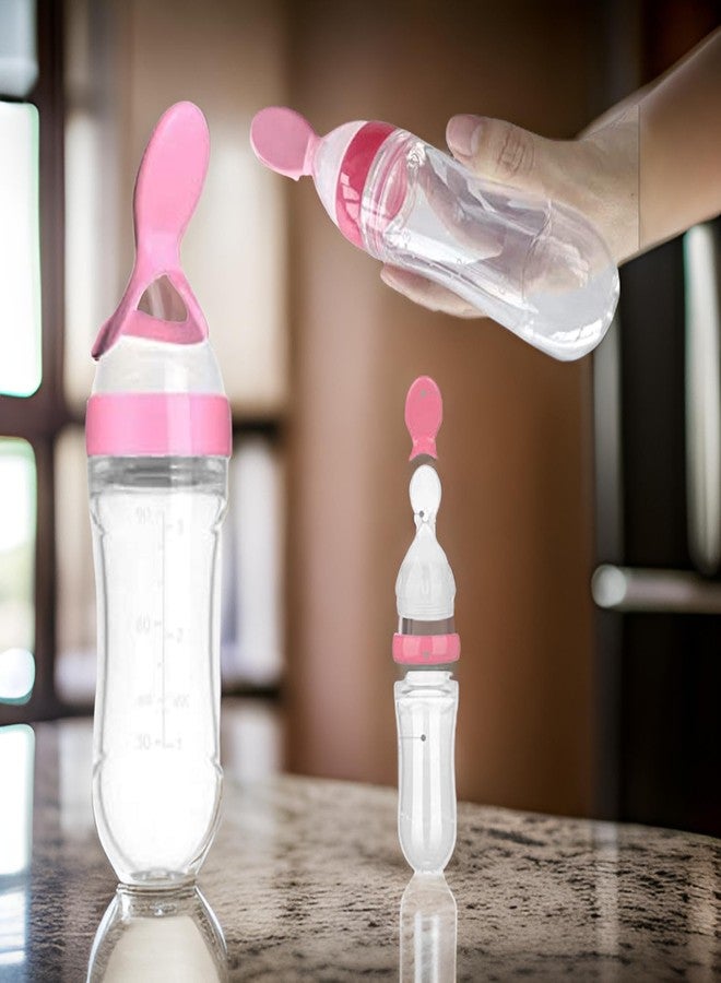 Wavva® 90ML Newborn Baby Feeding Bottle Toddler Safe Silicone Squeeze Feeding Spoon Milk Cereal Bottle Baby Training Feeder/Fruit Feeder (Multicolored/90 ml) - Image 5