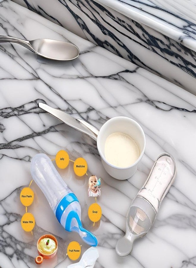 Wavva® 90ML Newborn Baby Feeding Bottle Toddler Safe Silicone Squeeze Feeding Spoon Milk Cereal Bottle Baby Training Feeder/Fruit Feeder (Multicolored/90 ml) - Image 2