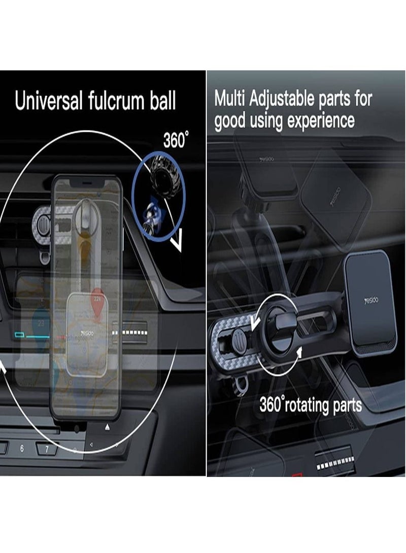 Yesido Wtech Yesido C106 Double Air Outlet 360° Rotation Adjustable Magnetic Car Holder For Iphone, Samsung, Huawei, Oneplus, Oppo, Honer, Xiaomi Mi - Image 3