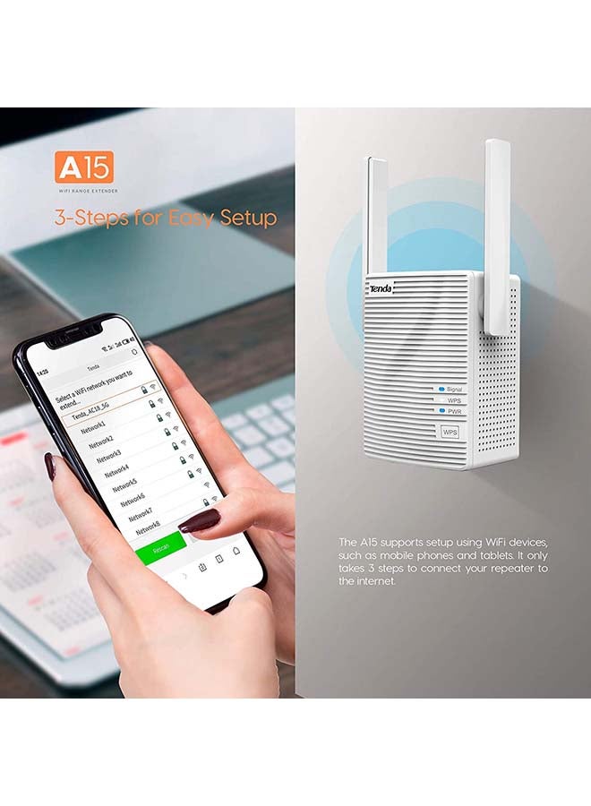 Tenda WiFi Extender AC750 Covers Up To 1200 Sq.ft White - Image 5