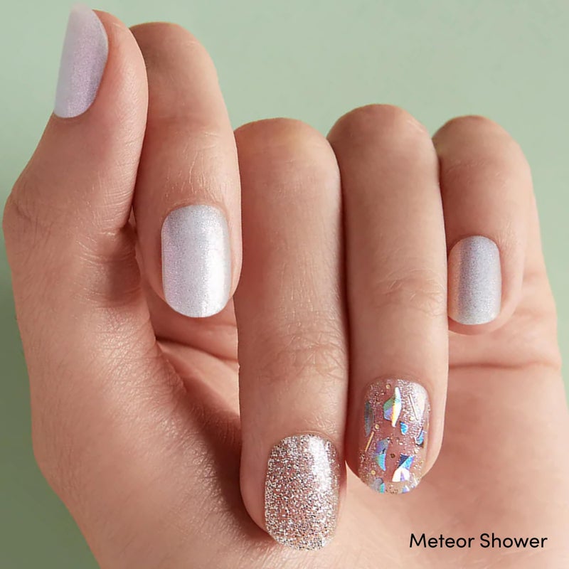 Dashing Diva Gloss Nail Strips Bundle - The Glam Collection - Meteor Shower & Going Platinum - UV Free, Chip Resistant, Long Lasting Gel Stickers - Contains 2 Sets - Image 2