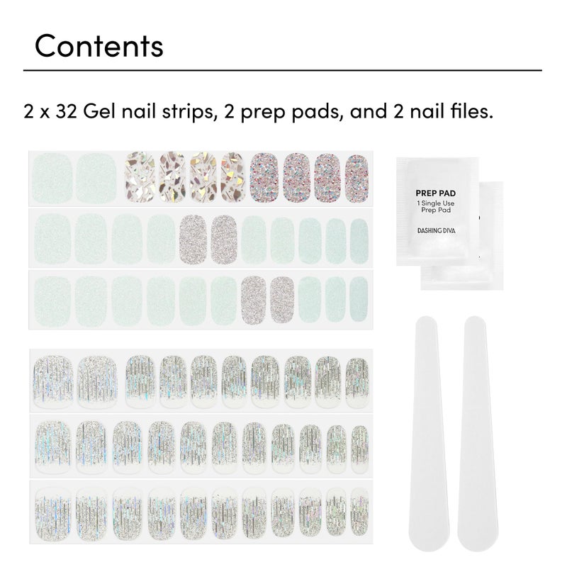 Dashing Diva Gloss Nail Strips Bundle - The Glam Collection - Meteor Shower & Going Platinum - UV Free, Chip Resistant, Long Lasting Gel Stickers - Contains 2 Sets - Image 4