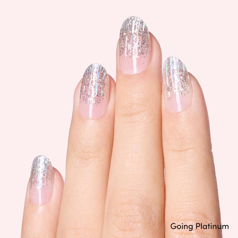 Dashing Diva Gloss Nail Strips Bundle - The Glam Collection - Meteor Shower & Going Platinum - UV Free, Chip Resistant, Long Lasting Gel Stickers - Contains 2 Sets - Image 3
