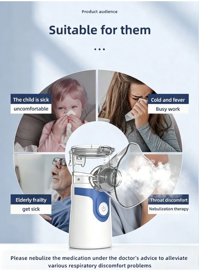  CityRiya-Long جهاز استنشاق رذاذ دقيق محمول باليد وخفيف الوزن، قابل لإعادة الشحن عبر منفذ USB، مزود بمجموعة كاملة من الملحقات والأقنعة، جهاز استنشاق شخصي هادئ للاستخدام في المنزل والسيارة والسفر في الهواء الطلق (رمادي) - Image 2