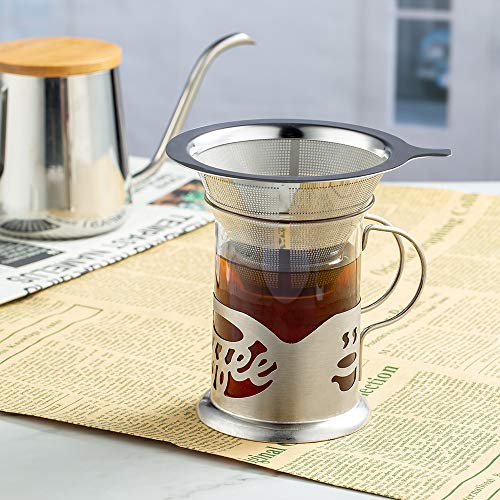 ANNMEXX Upgraded Pour Over Coffee Filter, Coffee Dripper, Paperless Mess Stainless Steel Coffee Filter, Maker One to Two Cup Coffee, Easy to Use and Clean (1-2Cups) - Image 4