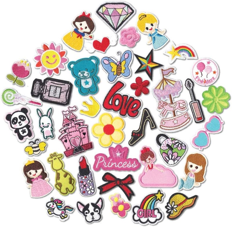 Daily Crafts Daily Crafts 6 Pieces Patches for Clothes Candy Cute Purse Princess Design Iron on Patches for Clothing Sew on Repair Cloth Accessories Fabric Repair patches for Kids Clothes Jeans Jackets Cartoon Design  - Image 2