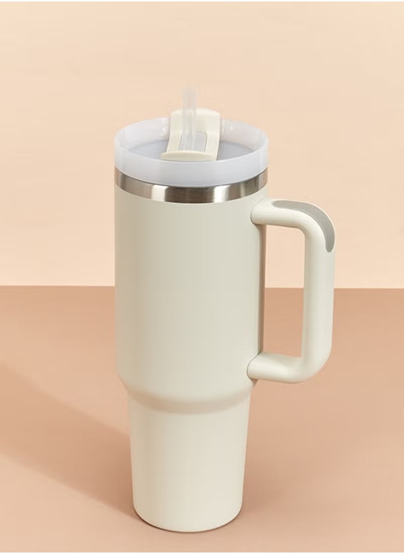 MIXDE - 40oz Insulated Cup with Lid and Straw, Reusable 304 Stainless Steel Water Bottle, Iced Coffee Bear Travel Mug for Car/Gym/Fitness - Image 1