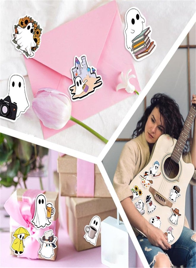 LHST 50pcs Halloween Ghost Stickers,Horrible Theme Sticker Goodie Bag Stuffers Vinyl Waterproof Holiday Party Stickers for Youth Adult Party Favors Gifts Party Supplies Decorations (Ghost) - Image 3