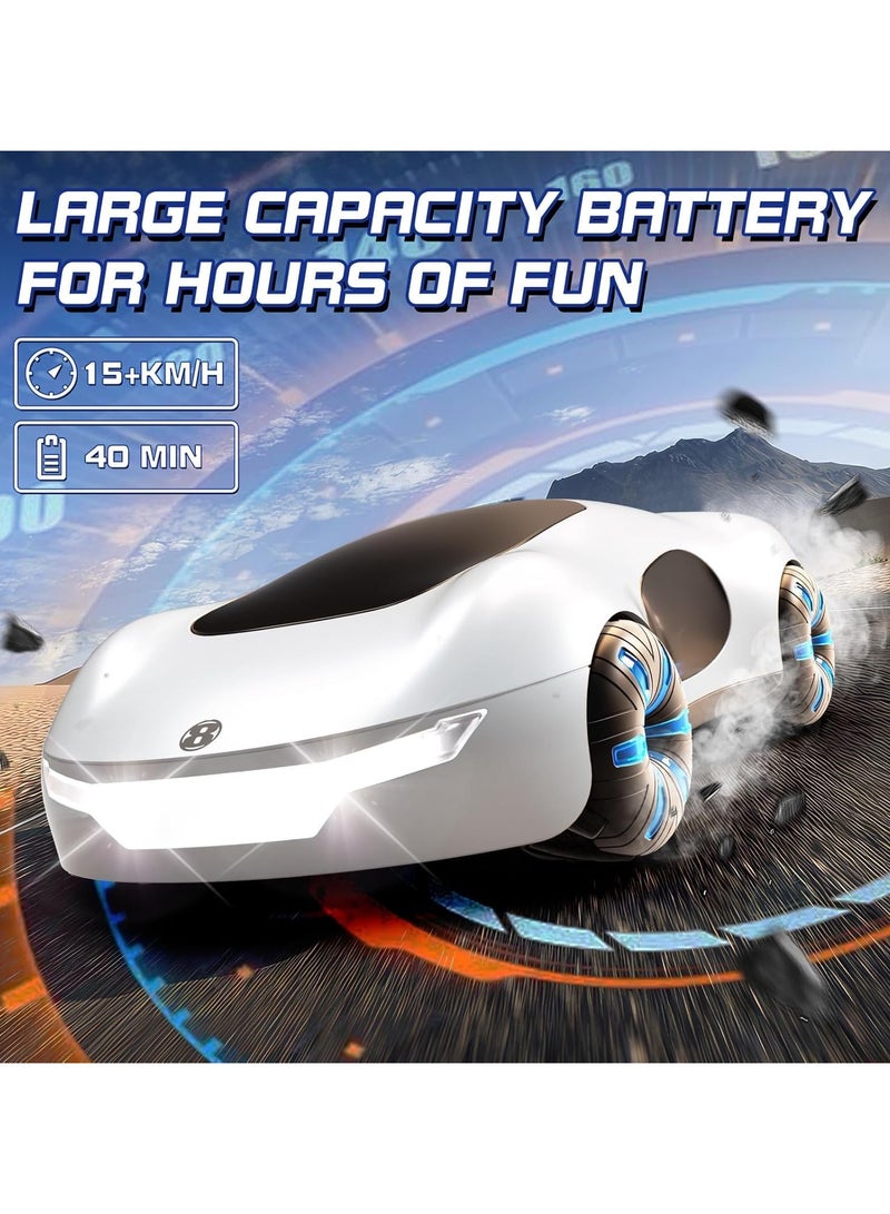 عام سيارة RC، سيارة تحكم عن بُعد 2.4 جيجا هرتز ودوارة بزاوية 360 درجة مع ضوء بارد ورذاذ، مناسبة لعمر 6-12 سنة هدية إبداعية لعيد ميلاد صبي وفتاة من 6-12 سنة - Image 4