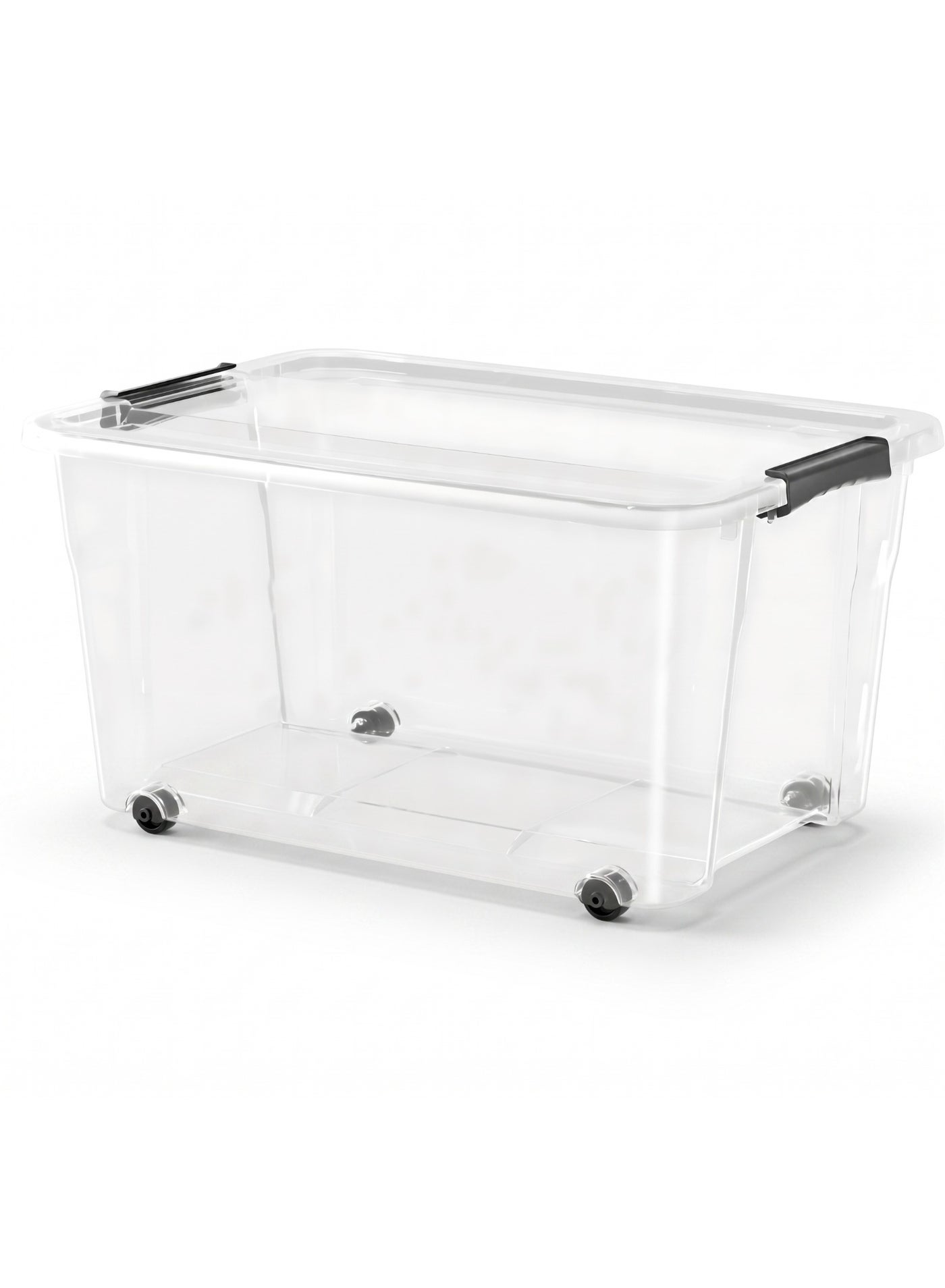 Marcolo Storage Box with Lid 35L | Clear Stackable Plastic Organizer with Secure Locks and Wheels