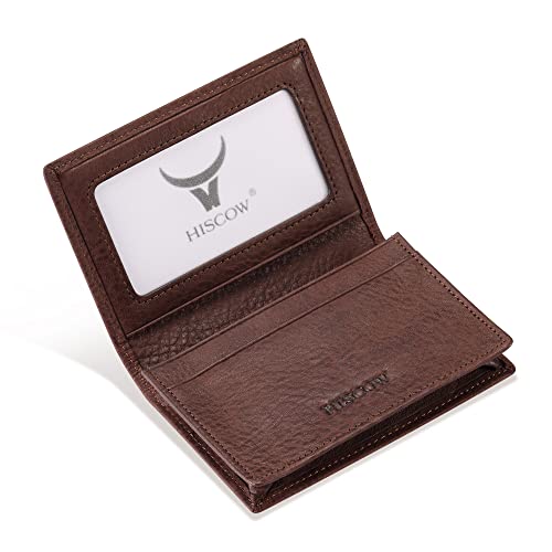 HISCOW Leather Business Card Case Holder for Men Women Italian Calfskin Aniline Leather Coffee - Image 3