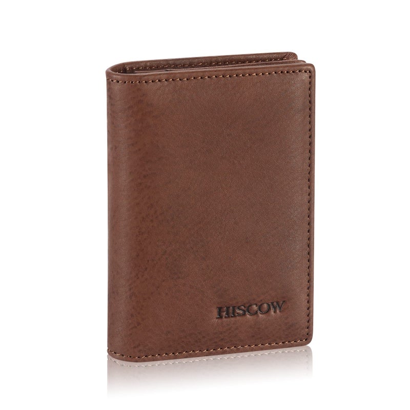 HISCOW Leather Business Card Case Holder for Men Women Italian Calfskin Aniline Leather Coffee - Image 2