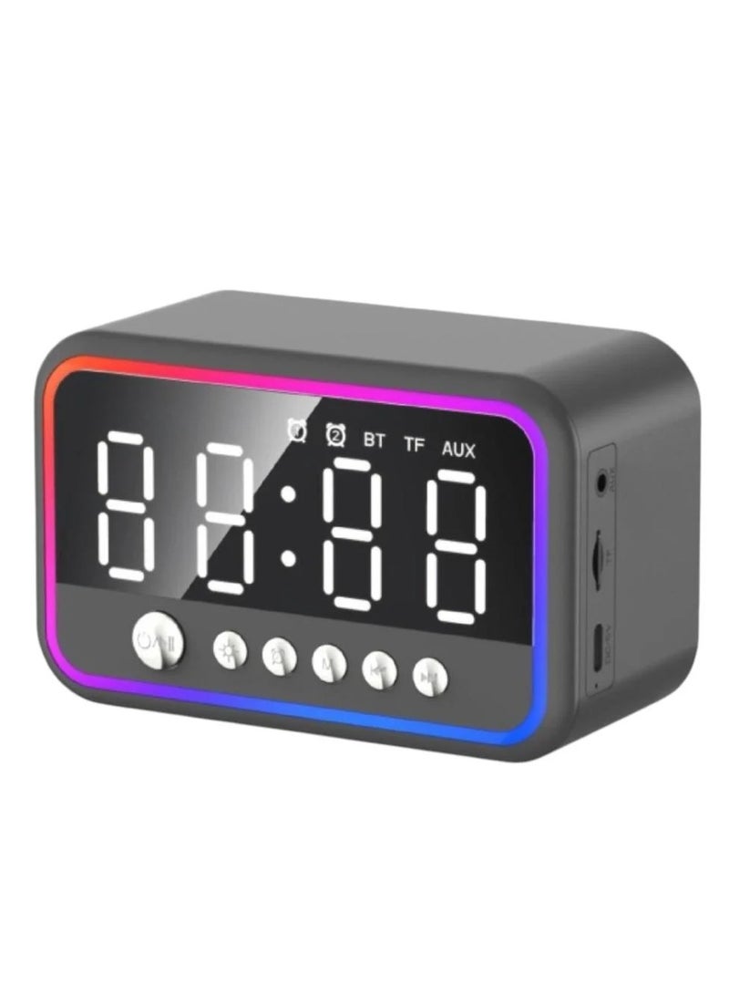 دي إل سي  ساعة منبه رقمية مزدوجة، متعددة الوظائف قابلة لإعادة الشحن بتقنية البلوتوث 5.0 مكبر صوت - Image 1