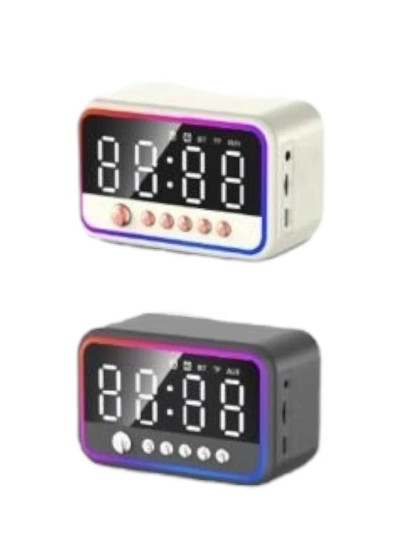 دي إل سي  ساعة منبه رقمية مزدوجة، متعددة الوظائف قابلة لإعادة الشحن بتقنية البلوتوث 5.0 مكبر صوت - Image 2