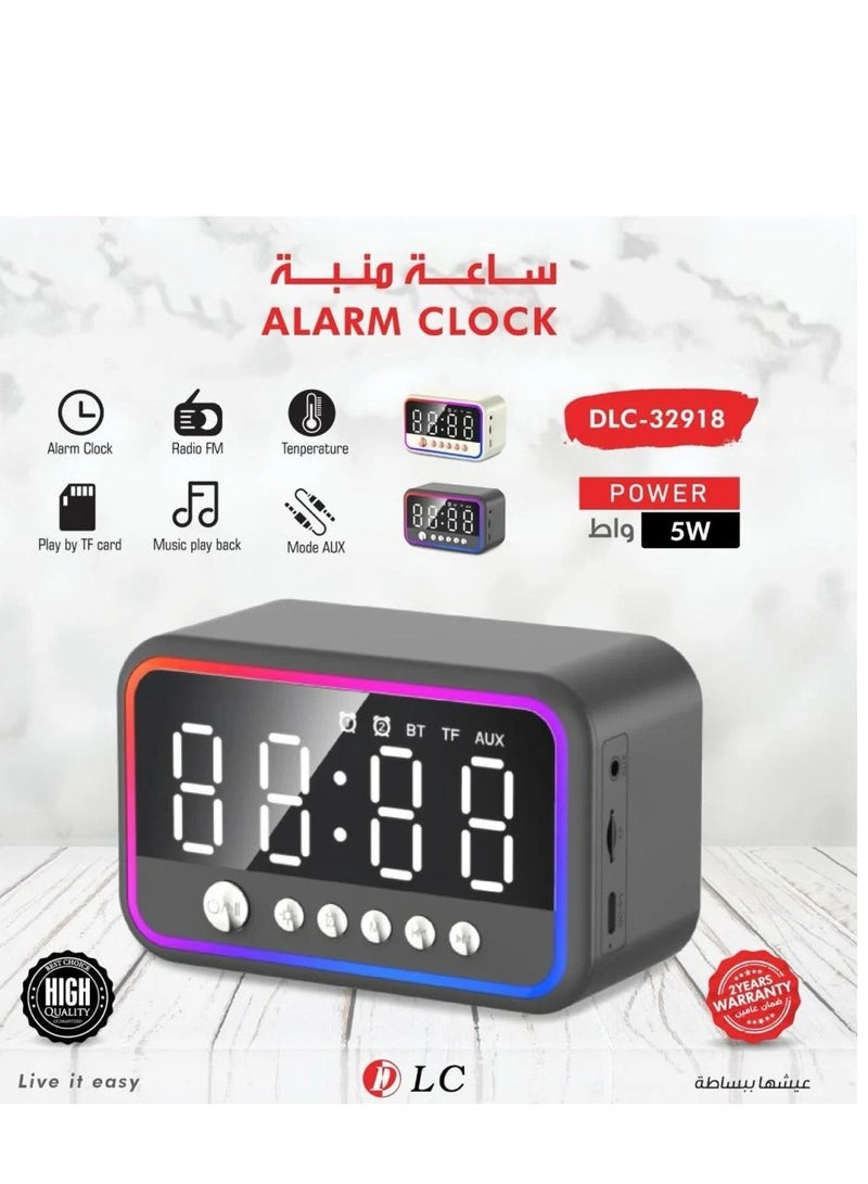 دي إل سي  ساعة منبه رقمية مزدوجة، متعددة الوظائف قابلة لإعادة الشحن بتقنية البلوتوث 5.0 مكبر صوت - Image 3