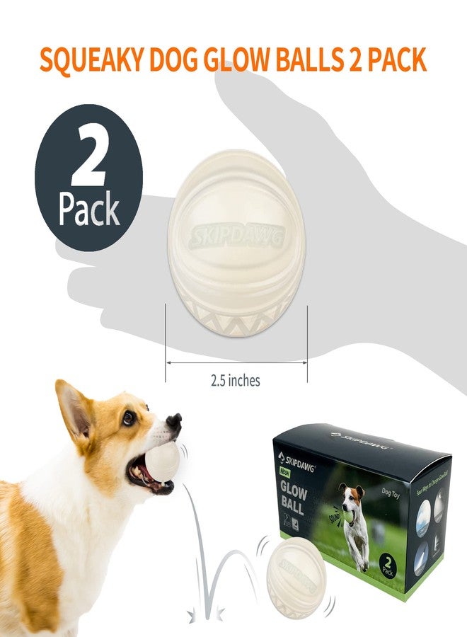 SKIPDAWG Interactive Dog Glow Balls, Rubber Balls Light Up in The Dark, Dog Toys Squeaky Ball Durable TPR Light Weight, Bouncy Glowing Ball Size 2.5 Inches, 2 Pack - Image 2