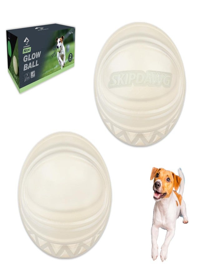 SKIPDAWG Interactive Dog Glow Balls, Rubber Balls Light Up in The Dark, Dog Toys Squeaky Ball Durable TPR Light Weight, Bouncy Glowing Ball Size 2.5 Inches, 2 Pack - Image 1