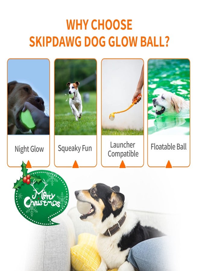 SKIPDAWG Interactive Dog Glow Balls, Rubber Balls Light Up in The Dark, Dog Toys Squeaky Ball Durable TPR Light Weight, Bouncy Glowing Ball Size 2.5 Inches, 2 Pack - Image 3