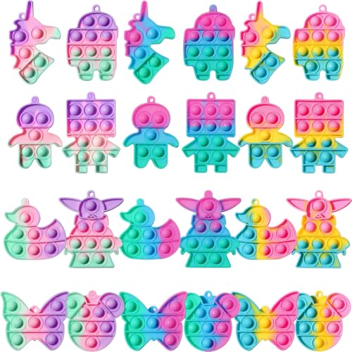 Asoulin 24PCS Unicorn Pop Fidget Keychain Easter Gifts Party Favors for Kids 48 812 Easter Egg Fillers Goodie Bag Stuffer Classroom Treasure Box Toy Carnival Prizes Pinata Birthday Return Gifts for Boy Girl - Image 1