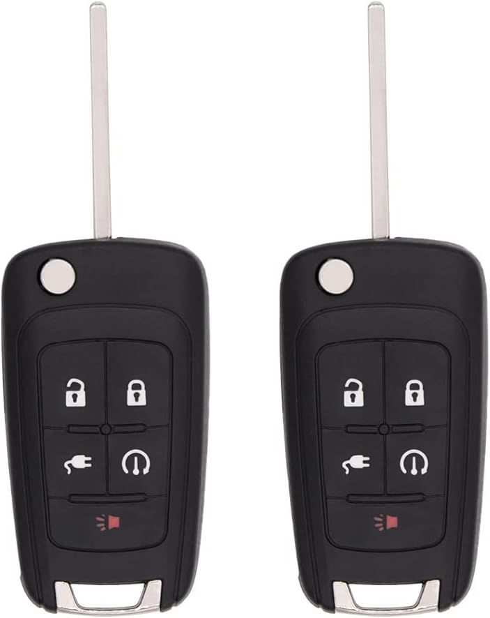 Keyless2Go Replacement 5 Button PEPS Flip Key for Chevrolet Volt - 2 Pack - Image 1