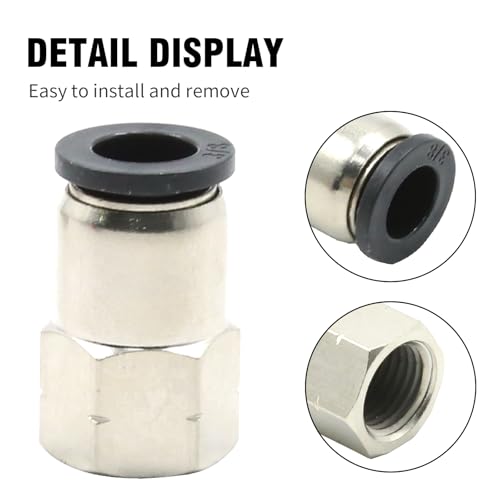 EATAKWARD 5Pcs 3/8 Od x 1/4" Female Npt Air Fittings Push to Connect Fittings, Air Lines Fittings Male Thread Pneumatic Fitting 3/8 Tubing Fitting Push in Connector Quick Connect - Image 5