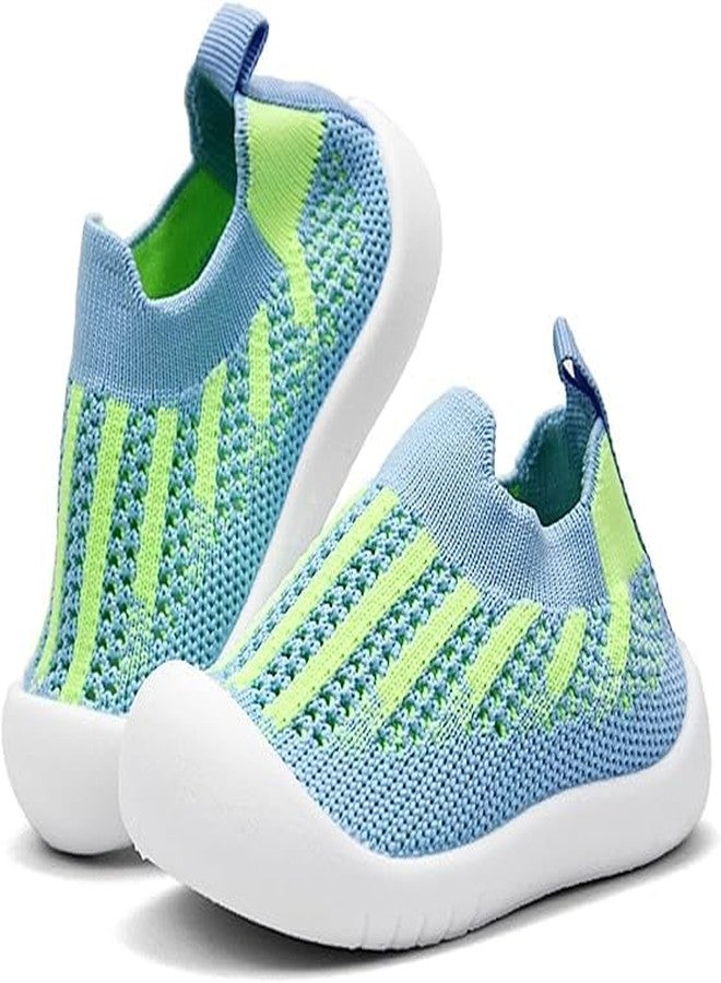SHRBI Baby Sock Shoes Baby Walking Shoes Infant Non-Slip Breathable Slippers with Soft Rubber Sole Baby Boys Girls Slip On Sneakers (Toddler Kids Shoe = Size 14.5 CM, Blue) - Image 1
